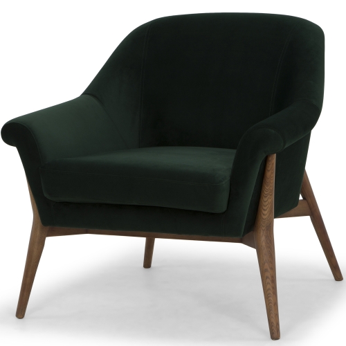 Charlize Accent Chair in Emerald Green Fabric on Wood Legs